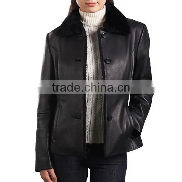 2014 Hot Selling All Types of Casual Cheap PU Woman Leather Jacket photo-2