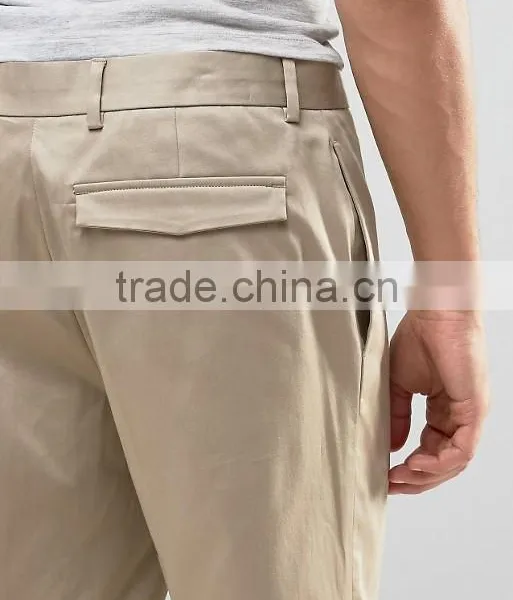 High Quality Latest Custom Three Pockets Men's Khaki Slim Fit 97% Cotton 3% Elastane Stretch Twill Zip Fly Casual Shorts Pant photo-3