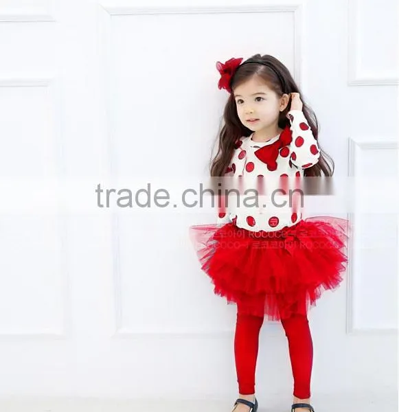 New Autumn Girls Clothing Sets Baby Girls Long Sleeve Polka Dots t Shirts+skirts-legging Baby Girls Outfits photo-4