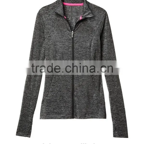 Womens Lightweight Yoga Zipper Hoodie Jacket Long Sleeve Running Top With Thumbhole Space Dye Sports T Shirt Active Fitness Wear photo-2