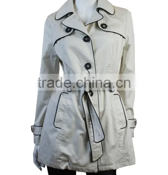 High Quality Fashion Ladies Office Coat 2014 Custom Made Jacket White Trench Lady photo-2