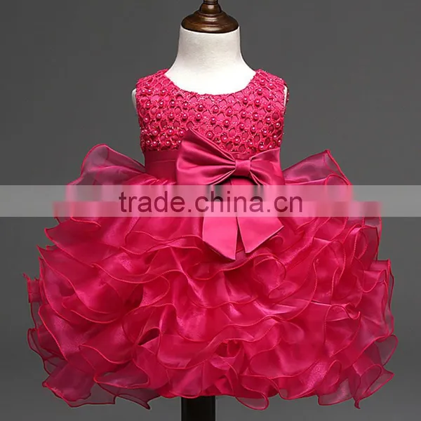 Elegant Girl Dress Girls 2015 Summer Fashion Pink Lace Party Flower Princess Wedding Dresses Baby Girl Dress photo-4