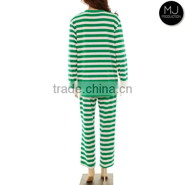 Wholesale Knitted Cotton Women Stripe Pajamas Blanks photo-3