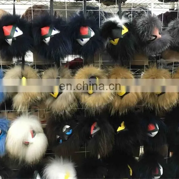 High Quality Monster Keychain,Real Raccoon Fur Doll Keychain