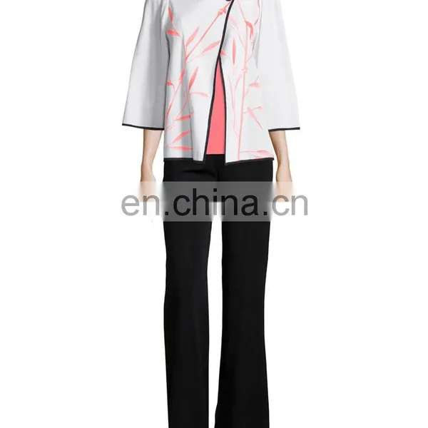 Bamboo-Print 3/4-Sleeve American Jacket Jacket Model for Women photo-4