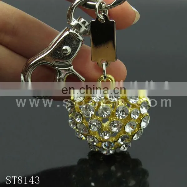 Fashion Heart Shaped Metal Keychain With Crystal Diamond for Wedding Gift photo-3