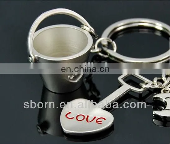Creative Love Key Chains Bucket And Spade Shape Couple Keychains For Wedding
