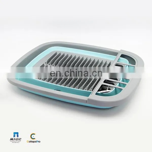 2018 Large Storage Collapsible Dish Drying Rack With Snap-on Drain Board photo-4