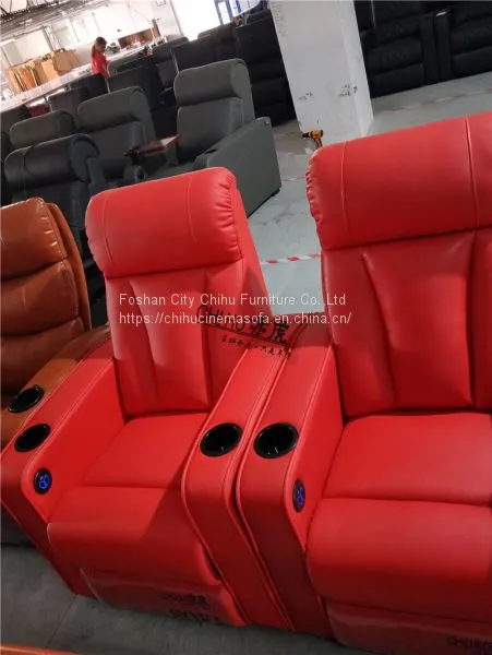 Red Color Genuine Leather Home Theater Sofa,high End Movie Theater Sofa photo-5