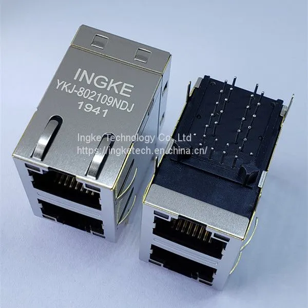 Ingke YKJ-802109NDJ Direct Substitute XFATM9-STKVDGY2-4 2 Port 100 BASE-T Through Hole RJ45 Magnetic Jacks
