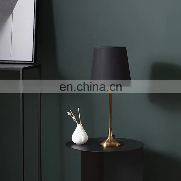 High Quality Modern Luxury Design Hotel Home Decor Black Linen Lampshade Metal Table Lamp for Bedroom photo-4
