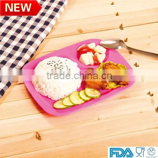 FDA Kitchen Ware 3 Divided 9"silicone Dinner Plate Sushi Plate photo-6
