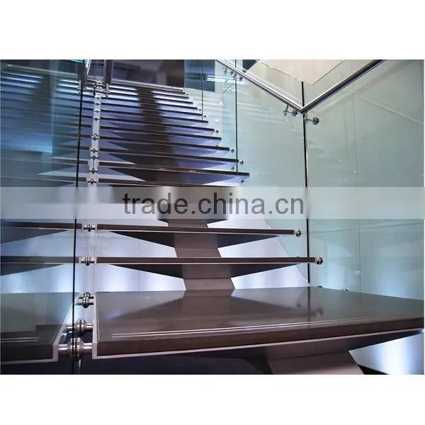 N119 Creater House Wood Glass Stairs, Manufacturer Customied Glass Staircase, Hot Sale Straight Floating Glass Wood Stairs Quality Choice photo-4