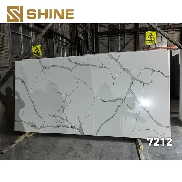 Luxury Modern Design Artificial Quartz Stone Slab Glossy Marble for Kitchen Villa Bedroom Hotel Bathroom Countertop