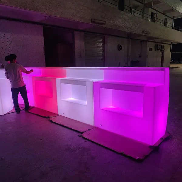 Modern Plastic Portable Indoor Club Bar Counter Furniture Corner Home Bar Illuminated Led Lounge Nightclub photo-2