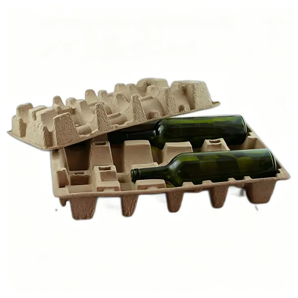 Industrial Molded Fiber Bottle Tray , Nestable Design, Biodegradable,eco-friendly-3 Bottle,6 Bottle,2 Bottle