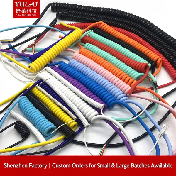 Retractable Wire Multi-core Colored Retractable Spring Wire Harness Data Audio Video Medical Equipment Connection TPU Spiral Power Cable