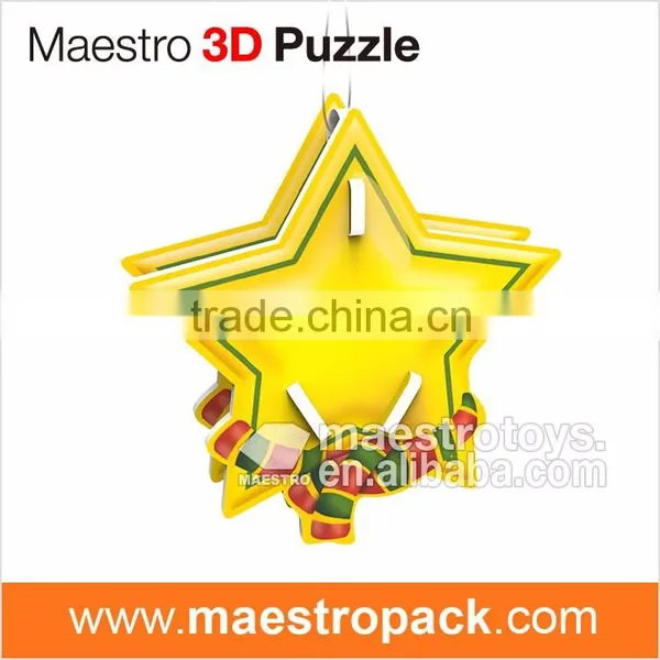 4PCS New Year Ornament 3d Puzzle Yellow Star