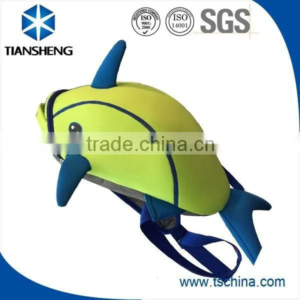 Distinctive neoprene schoolbags in the dolphin shape with zipper