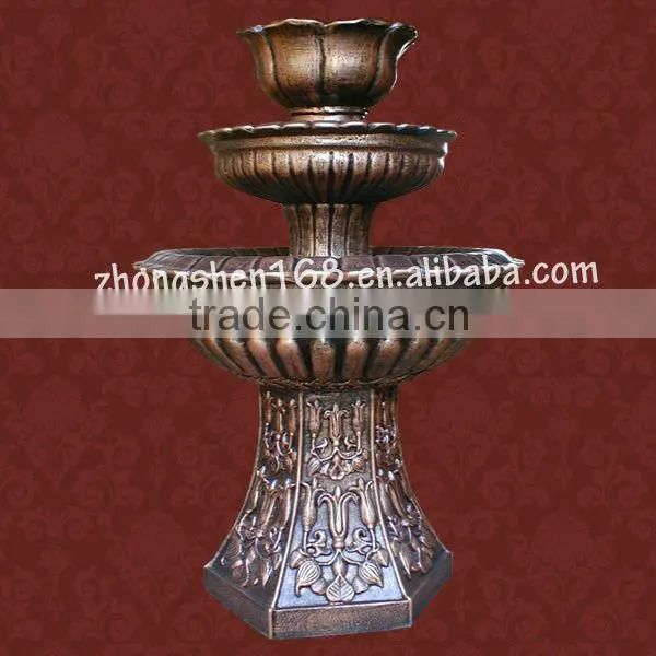 Beautiful Outdoor & Indoor Fiberglass Fountain With Golden Painting