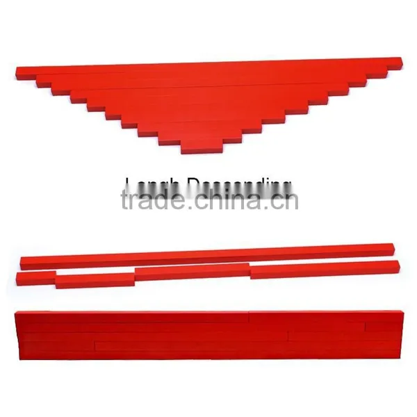 Wooden Montessori Sensorial Toy Long Red Rods photo-3
