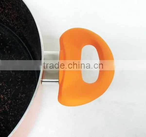New Ceramic and Orange Marble Coating Press Aluminum Casserole Pot With Comfortable Handles Quality Choice photo-3