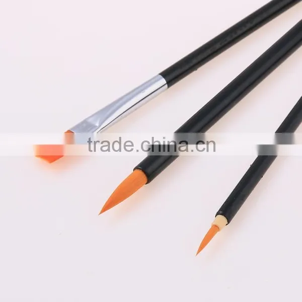 Hot Selling 3pcs Set Round And Flat Shape Nylon Hair Artsit Brush photo-2