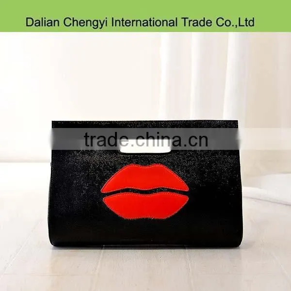 Newest Fashion Lips pu Evening Handbags for Women