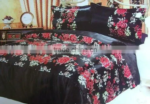 White And Red Floral 100 Polyester Patchwork Comforter Set