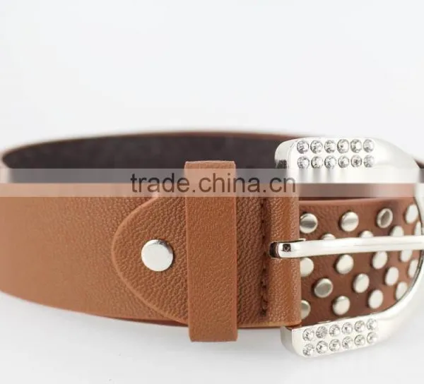 Women FULL Flat Metal Fashion PU Beaded Belts With Shiny Rhinestone Accessories for Jeans photo-3