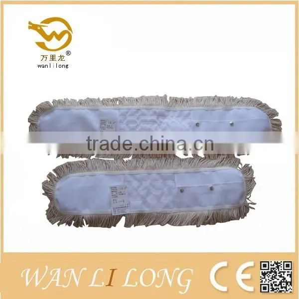 W004 Cotton Flat Mop Head,with Metal Button Pocket.