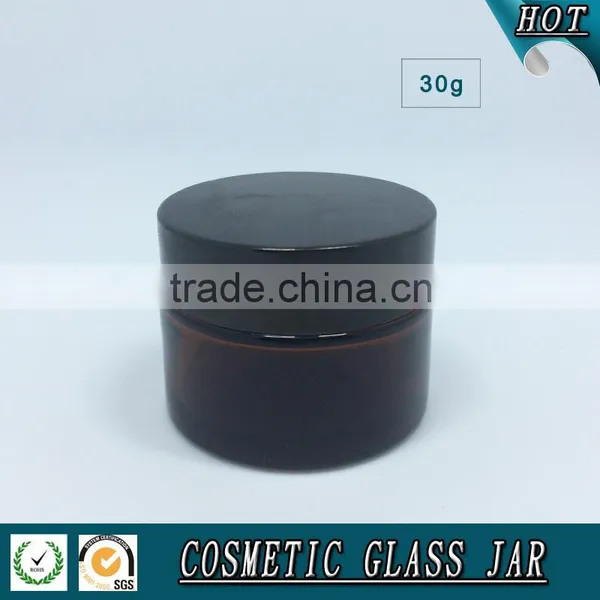 30ml Amber Cosmetics Glass Cream Jar With Aluminum Lids Quality Choice photo-3