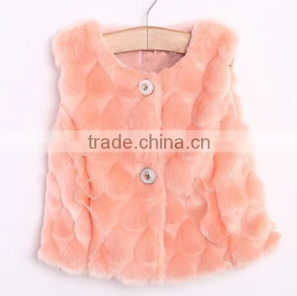 2015 Child Clothes For Little Girl Wholesale Children's Boutique Rabbit Fur Gilet photo-3