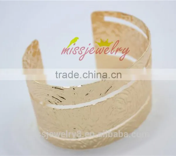 KC Gold Statement Punk Fashion Metal Hollow 0ut Wide Cuff Bangle Bracelets For Women Men for 2016 New Accessory photo-3