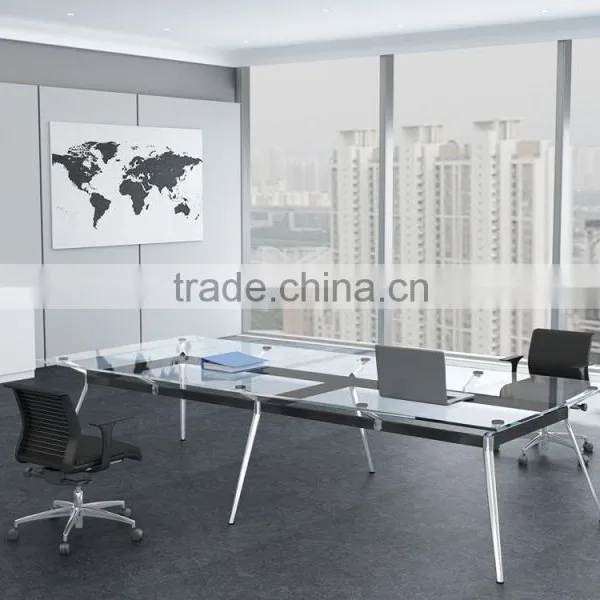 Modern Tempered Round Glass Conference Table Meeting Table photo-6