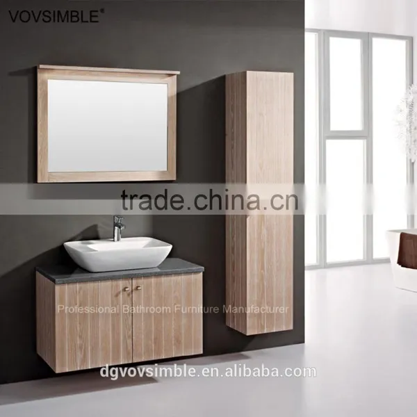 Best Selling Wood Texture Plywood Veneer Bathroom Vanity With Acrylic Solid Surface Countertop