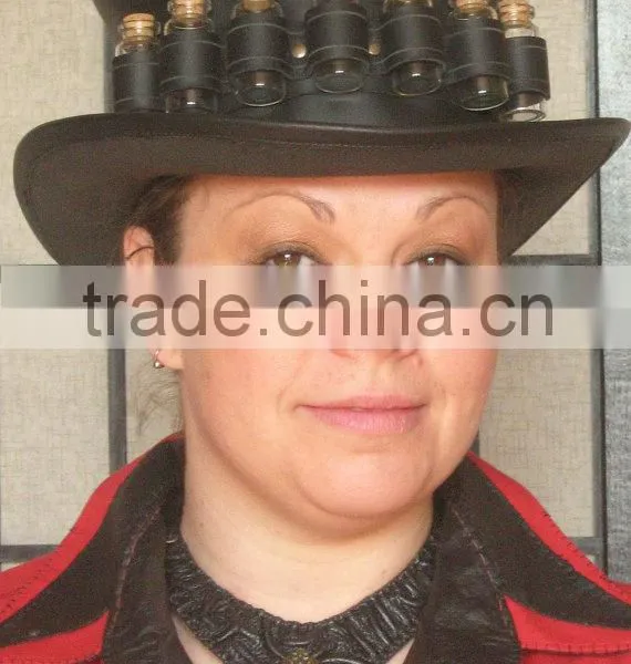 Steampunk Hat Fashion Victorian Fantasy Leather Top Hat photo-2