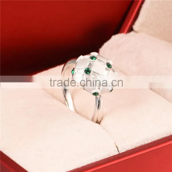 925 Silver Green Gemstone Racing Pigeon Rings Wholesale photo-3