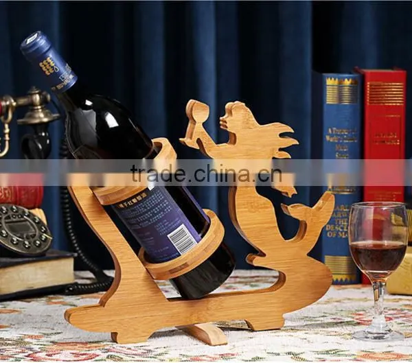 WR005/100% Bamboo Material Hot Sale Mermaid Shaped Folding Bamboo Red Wine Rack photo-3
