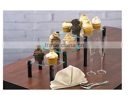 Acrylic Risers With 4" Black Aluminum Standoff - 9" x 9" - Clear photo-4