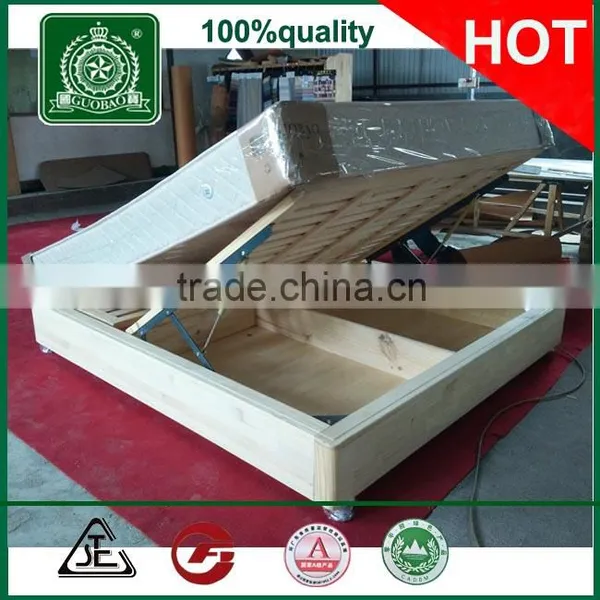 Very Good Quality Strong All Solid Wood Bed Box/gas Lift Storage Wood Bed Frame