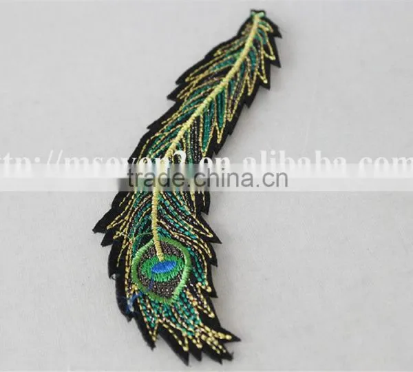 Good Looking Green Color Applique Embroidery Design Patch Peacock Feathers Decoration Garment photo-3