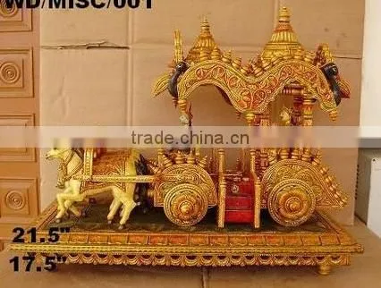 Indian Handmade Wooden Four Horse Arjun Rath Krishan Sarthi Mahabharat Kurukshetra Hindhu Vedic Wood Carving Handicraft photo-2