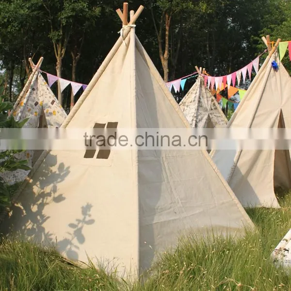 Beige Flax Indian Children Teepee Tent Game House Tent for Kids photo-2