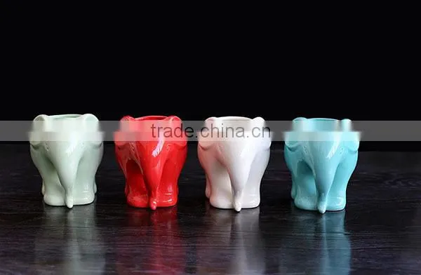 Garden Decor Elephant Shaped Animal Flowr Pot Small Cute Ceramic Pot for Plants photo-2