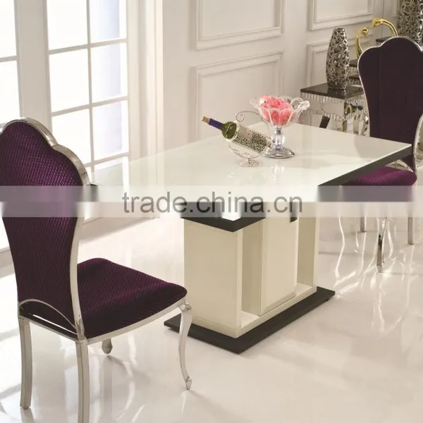 Stainless Steel Frame Rectangle Black Glass Top Dining Table photo-3