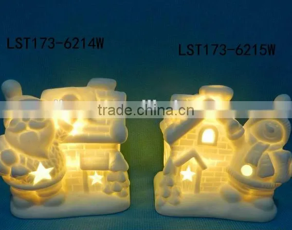 House Shaped Christmas Decoration Ceramic Christmas Light House photo-3