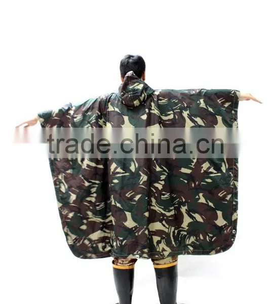 4000 Hydrostatic Pressure Waterproof PU PVC Coated Military Camouflage Rain Poncho photo-3