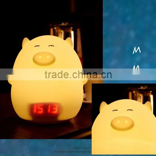 Pig Shape Silicone Animal Led Alarm Clock Night Light For Kids photo-6