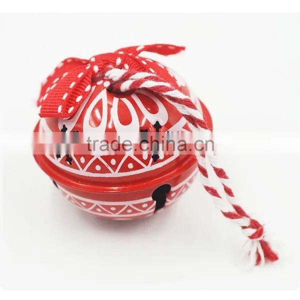 NEW Design 2017 Red White Snow Flower Holiday Tree Hanging Ornament Christmas Decorative Metal Bell photo-5